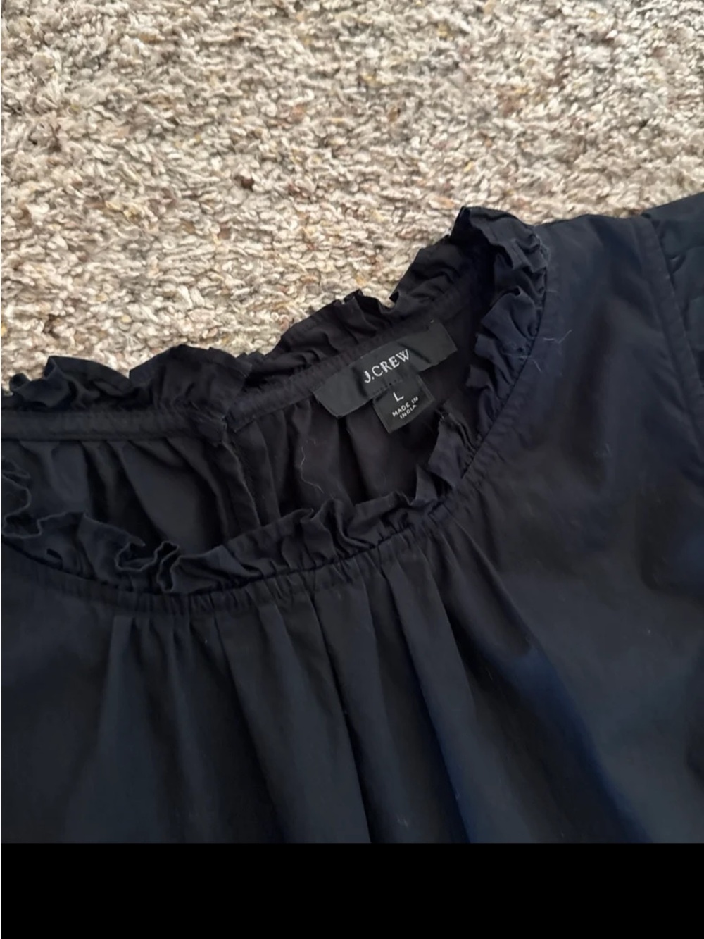 J.Crew Tiered ruffle-sleeve cotton poplin dress in Black size Large - Picture 9 of 12